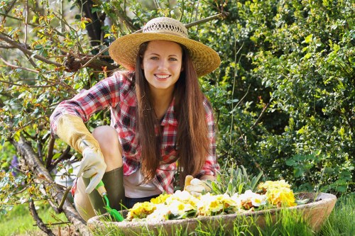 Person using a screen reader to review garden service information